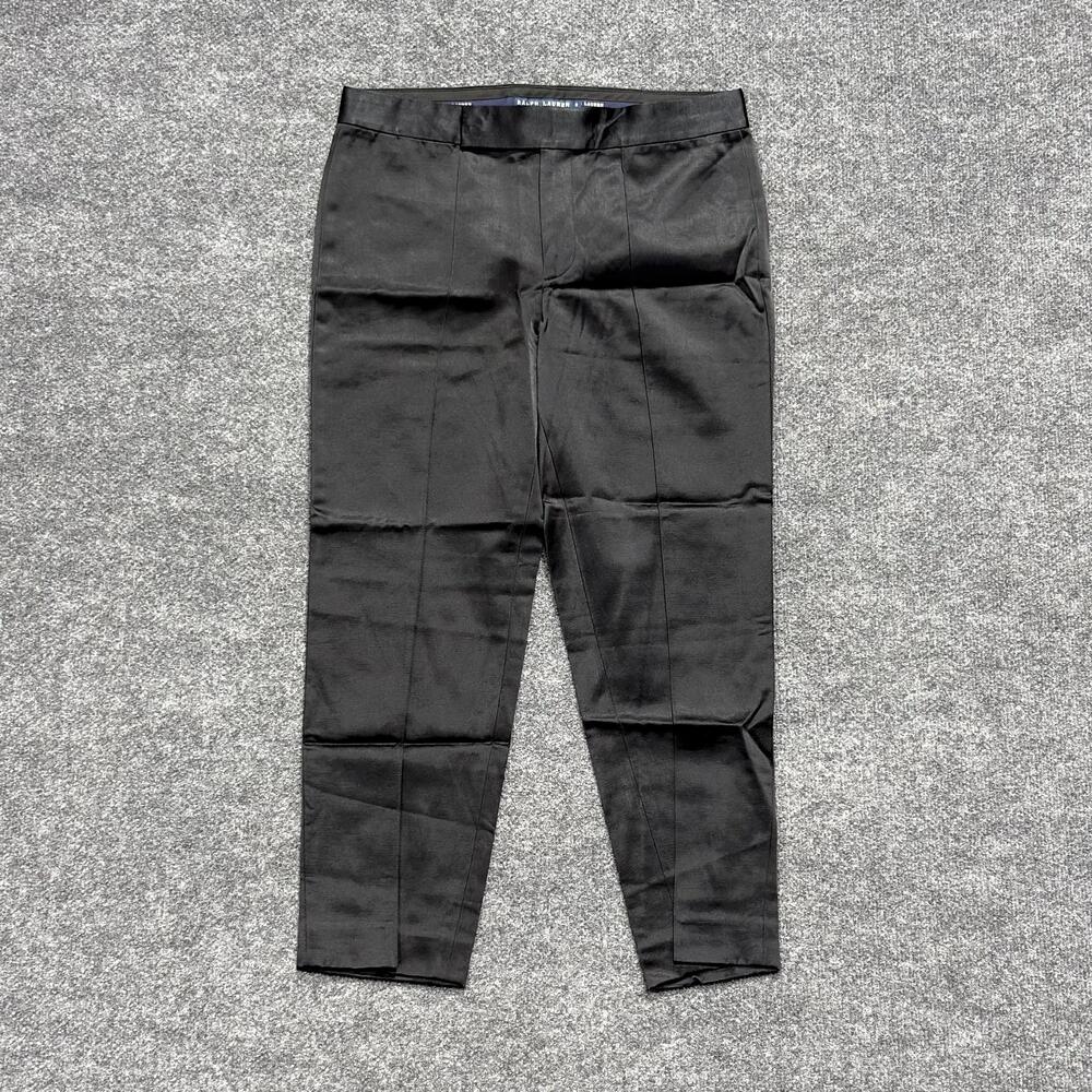 Ralph Lauren Pants Womens 8 Black Satin Slim Ankle Dress Trousers New Tags